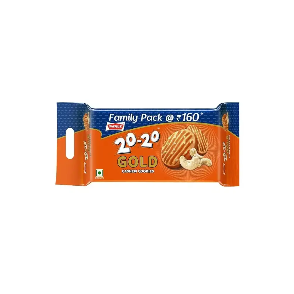 20-20 Gold Cashew Cookies Pouch, 600 Gram/604.8 Gram/561.6G (Item Weight May