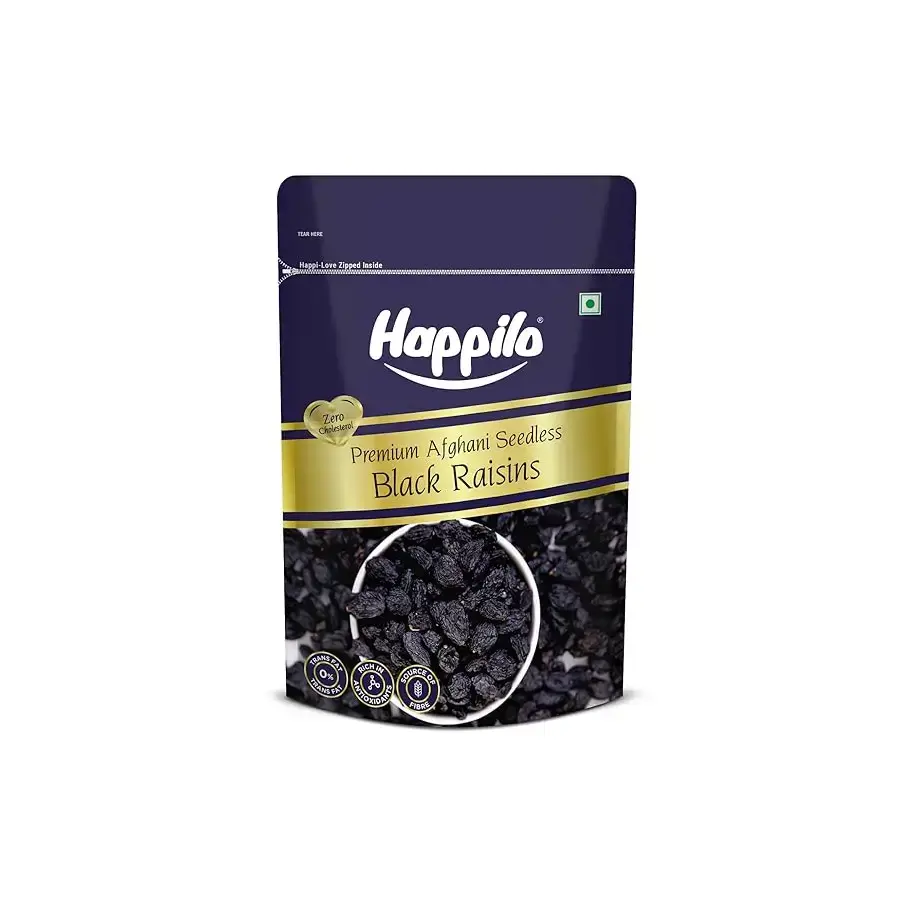 Happilo Premium Afghani Black Raisins Seedless 250g | Kali Kishmish/Kismis | Dry Fruits, Healthy Snacks | Rich in Fiber, Potassium & Antioxidants | Tasty & Nutritious