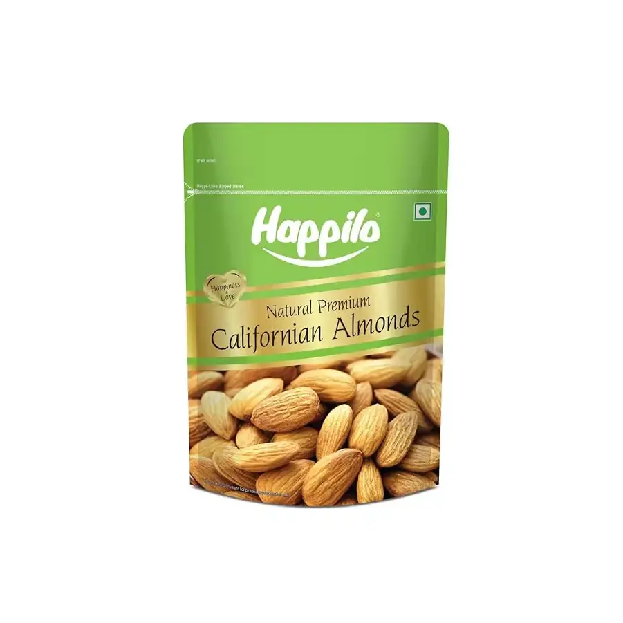 Happilo Premium Natural Californian Almonds 500g | Badam Giri, Healthy Snacks, Dry Fruits | Crunchy Nuts | High in Fiber | Rich in Protein | Magnesium | Phosphorus | Dietary Fibre | Zero Cholesterol