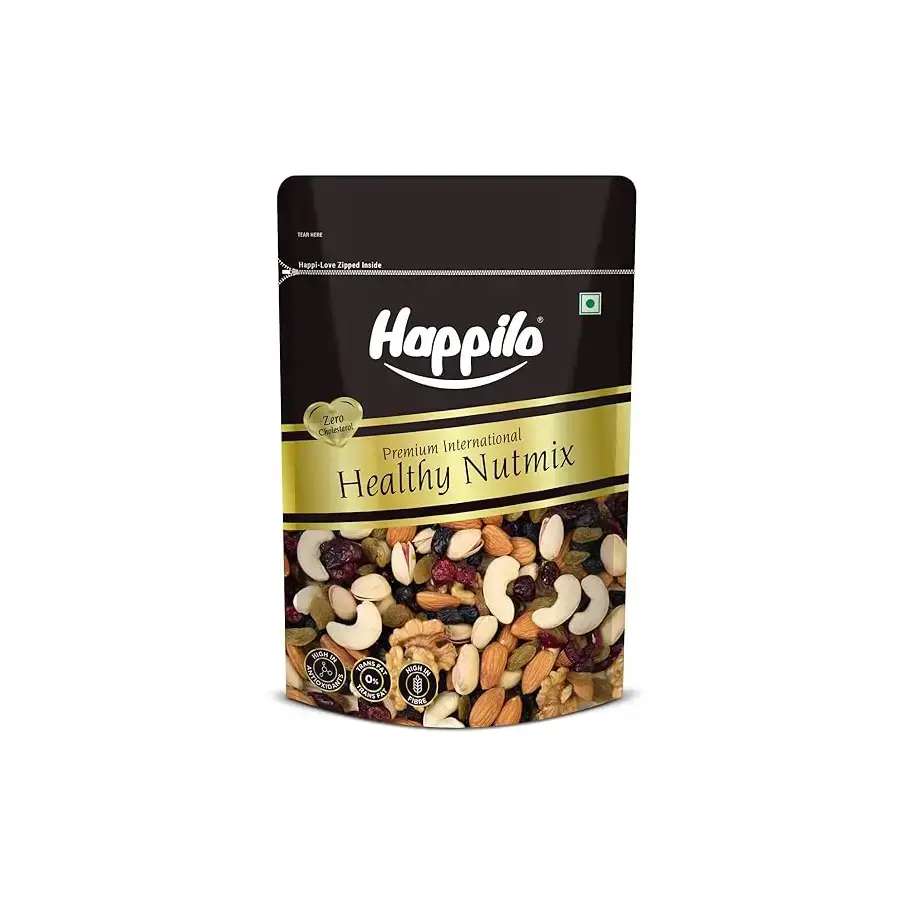 Happilo Premium International Healthy Nutmix, 200g | 7 Superfoods in 1 Mixes | Dry Fruits Contains Almonds, Cashews, Walnuts, Pistachios, Cranberries, Green & Black Raisins