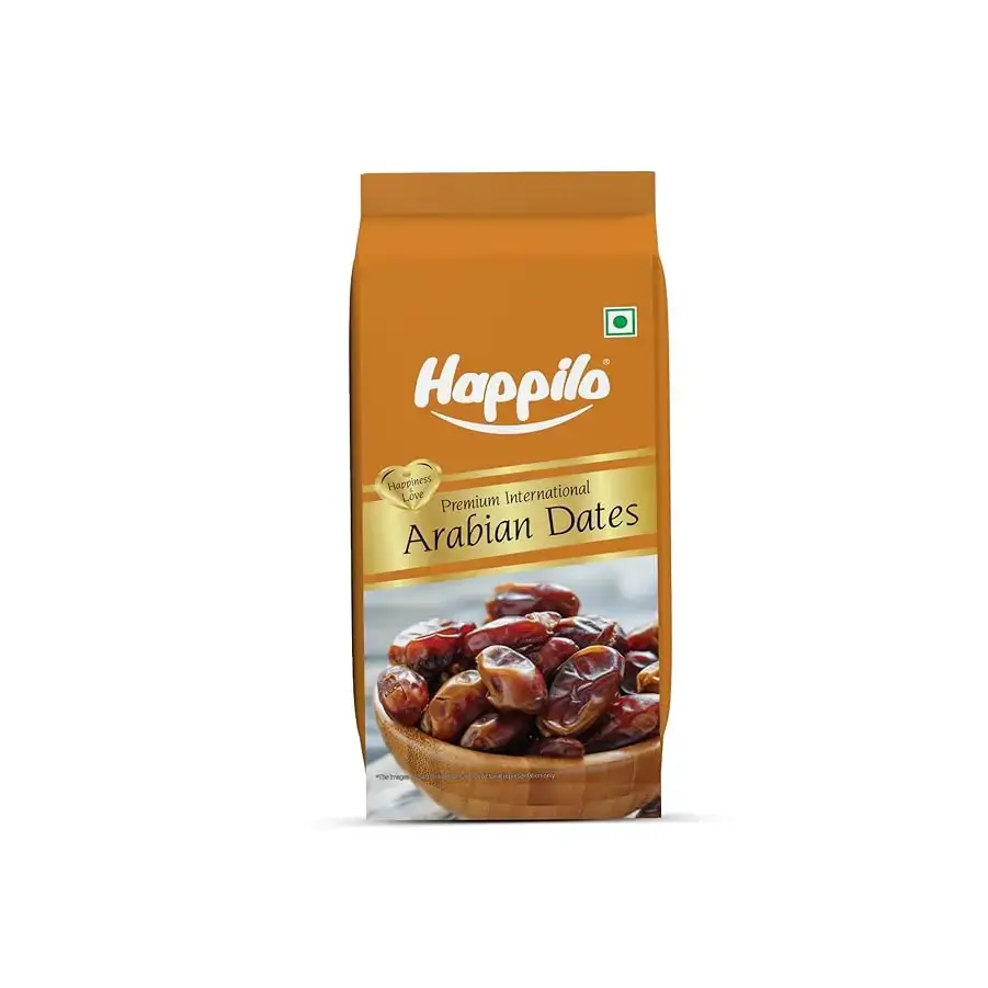 Happilo Premium Natural Arabian Dates 500g Pouch | Khajur, Khajoor | Dry Fruits | Dates in Fresh | Healthy Snacks | Rich in Fibre | No Added Sugar
