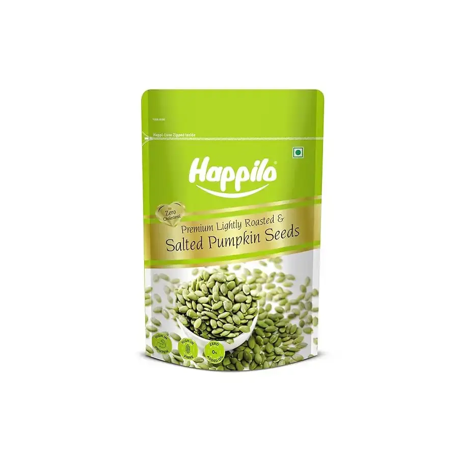 Happilo Premium Lightly Salted & Roasted Pumpkin Seeds 200g | AAA Grade | Crunchy Fiber-Rich Superfood Snack | Healthy Booster Seeds for Diet & Fitness