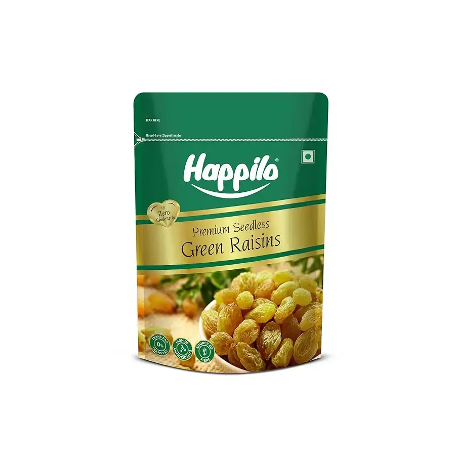 Happilo Premium Seedless Green Raisins 500g | Quality Kishmish/Kismis | Dry Fruits, Healthy Snacks | Rich in Iron & Vitamin B | Antioxidant Rich | Healthy Dry Fruit Snack