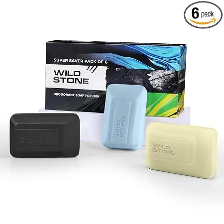 Wild Stone Citrus Burst, Icy Fresh & Charcoal Cleanse Soaps for Bath, (Pack of 6, 100gm each) | Refreshing Bathing Soap with Fragrance & Freshness – Tan Removal, Skin Brightening, Instant Glow
