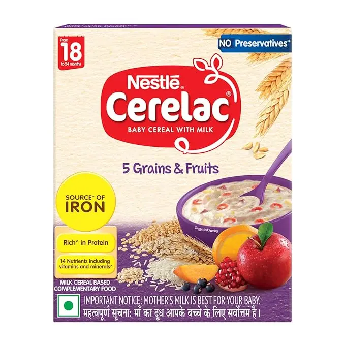 CERELAC Baby Food 5 Grains & Fruits No Preservatives 18 months+ 300g