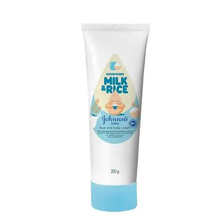 Johnson's Baby Milk and Rice Cream, 200g | Face & Body Cream for All Skin Types Including Sensitive Skin | With Milk Protein, Rice Extracts & Multivitamin Complex | Helps Nourish & Protects Baby's Skin from Dryness | No Added Parabens & Sulphates | Hypoal
