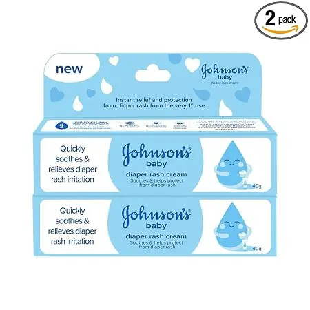Johnson's Baby Diaper Rash Cream Combo 40g x 2 | With Aloe Vera & Natural Beeswax | For All Skin Types Including Sensitive Skin | Clinically Proven, Soothes & Prevents Diaper Rash | No Parabens & Sulphates | Paediatrician Tested