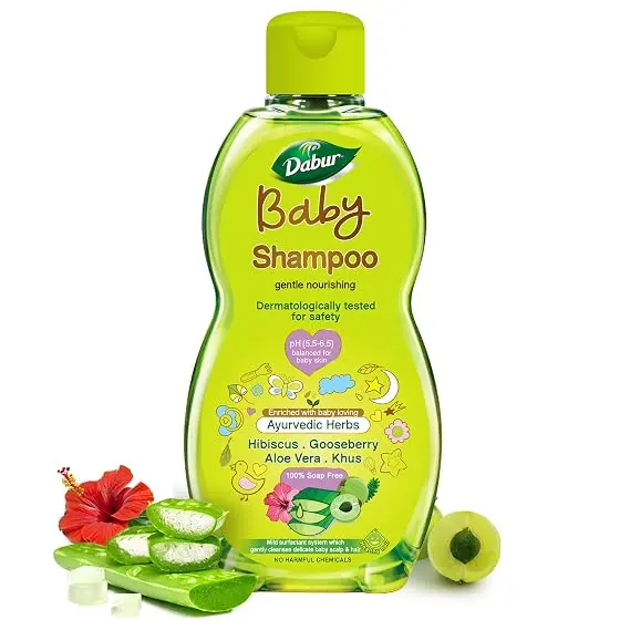 Dabur Baby Shampoo: with No Harmful Chemicals & Tear Free Formula |Contains Aloe Vera & Gooseberry | pH Balanced, Hypoallergenic & Dermatologically Tested with No Paraben & Phthalates - 200 ml