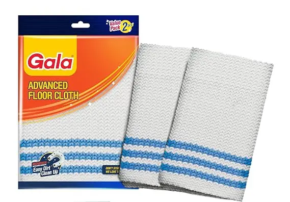 Gala Microfiber Advance Floor Cleaning Cloth(Pocha) for Mopping - White, Pack of 2 (163054)