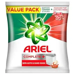 Ariel Complete Detergent Powder - 4kg | Removes 100 Tough Stains in 1 wash | Fragrance that lasts for 2 weeks | For Semi Auto Washing Machine & Bucket Wash