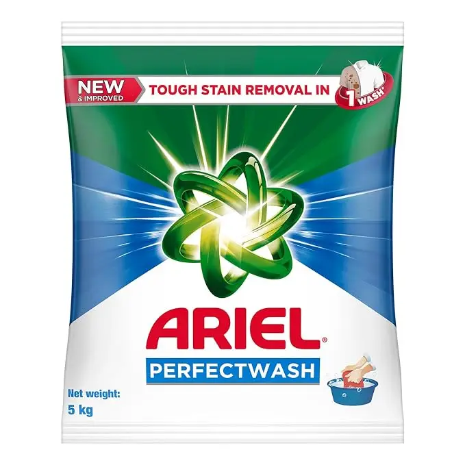 Ariel Perfect Wash Detergent Powder - 5kg, Removes tough stains like Haldi in 1 wash