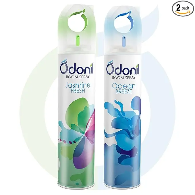 Odonil Air Freshener Room Spray - 440 ml Combo (Pack of 2, 220ml each) | Jasmine Fresh & Ocean Breeze | Nature Inspired Fragrance for Home & Office | Long Lasting Fragrance | Instant Freshness