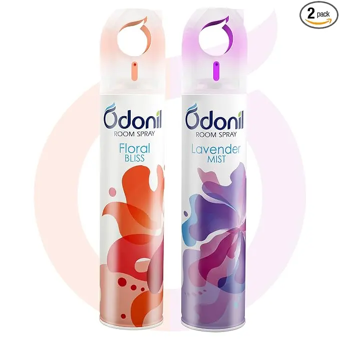 Odonil Room Air Freshener Spray - 440ml Combo (Pack of 2, 220ml each) | Floral Bliss & Lavender Mist | Nature Inspired Fragrance | Long Lasting Fragrance | For Bathroom, Toilet, Home & Office