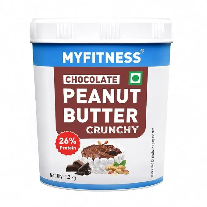 MYFITNESS Peanut Butter Chocolate Spread Crunchy 1.2kg | 26g Protein & 9g Fiber | Tasty & Healthy Nut Butter Spread for Breakfast & Snacks | Cholesterol Free | Zero Trans Fat